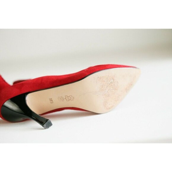 Vintage Sophia Bright Red Suede Super Sexy High Heels 36.5 - Picture 9 of 11